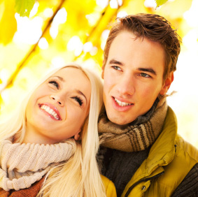 Beautiful couple in the park.